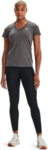 Under Armour Tech Short Sleeve V - Solid T Shirt Made of 4-Way Stretch Fabric, Ultra-light & Breathable, Grey, L