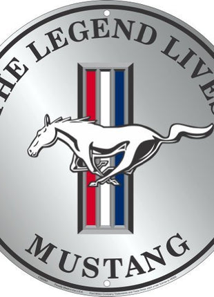 Ford Mustang The Legend Lives Embossed Metal Circular Sign CS60063