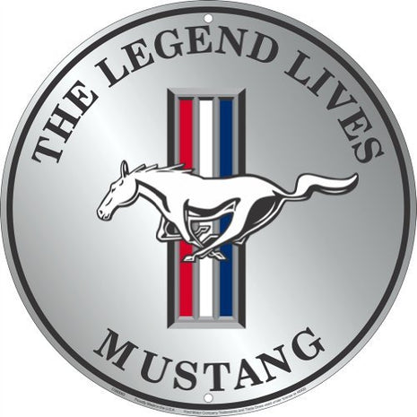Ford Mustang The Legend Lives Embossed Metal Circular Sign CS60063
