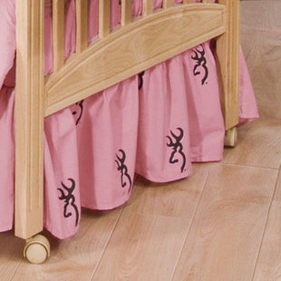 Pink Buckmark Crib Bedskirt