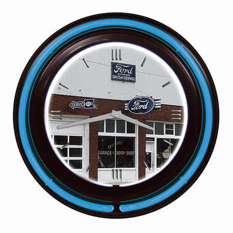 Ford Garage 15" Double Neon Clock