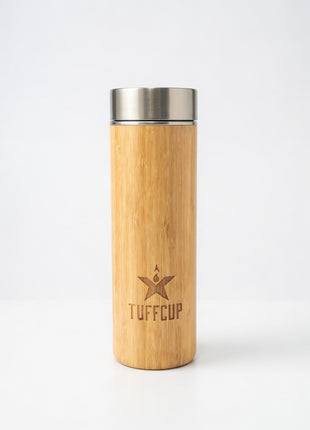 TuffCup Double Wall Stainless Steel Bamboo Vacuum Insulated Coffee Mug, 14.9 Oz
