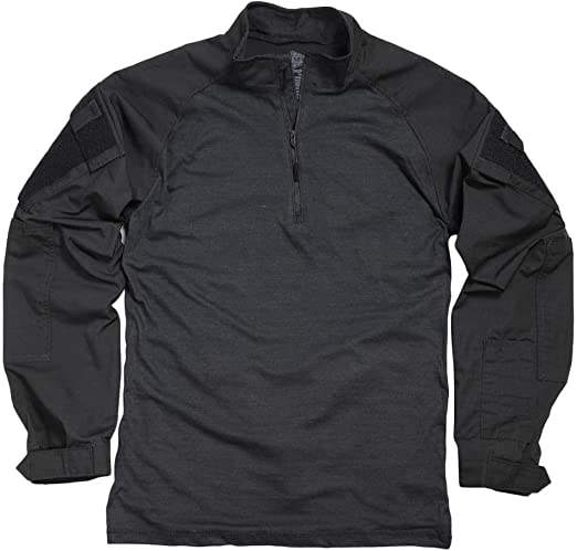 Tru-Spec Men's T.r.u 1/4 Zip Combat Shirt, Black/Black, Large