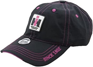 IH Womens Black Adjustable Nylon Logo Cap With Pink Accents