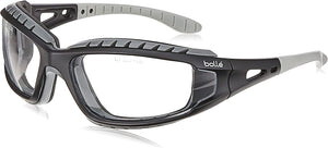Bollé Safety 253-TR-40085 Tracker Safety Eyewear with Black/Gray Polycarbonate + TPE Full Frame and Clear Lens