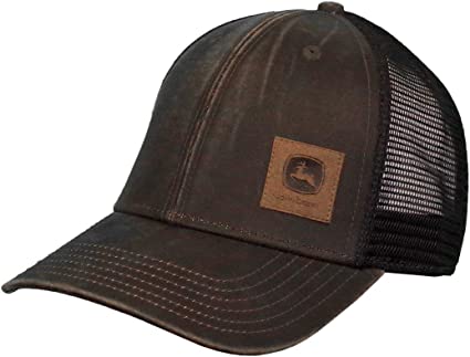 John Deere Oil Coated Soft Mesh Hat W/Sueded Patch, Brown