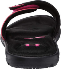 Under Armour Women's Ignite IX SL Slide Sandal, Black (002)/Pink Surge, 6 M US
