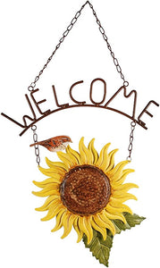 Sunset Vista Design Studios Birds of a Feather Hanging Metal Welcome Sign, Sunflower