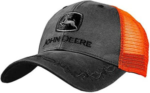 John Deere Oilskin Mesh Back Embroidered Hat, Charcoal