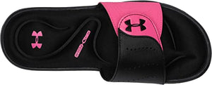 Under Armour Women's Ignite IX SL Slide Sandal, Black (002)/Pink Surge, 6 M US