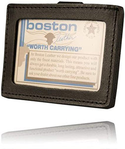 Boston Leather Clip-On Horizontal Id Holder 5983-1