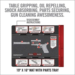 Real Avid Smart Mat for Glock Handguns Platform: 19x16” Pistol Cleaning Mat with Disassembly Instructions, Integrated Magnetic Parts Tray, Heavy-Duty, Oil and Solvent-Resistant Protective Gun Mat
