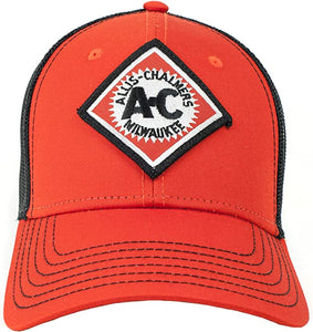 Allis Chalmers Tractor Hat, Orange and Black Mesh, Vintage Logo