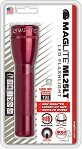 Airelec Maglite ML25LT LED 2-Cell C Flashlight, Red - ML25LT-S2036
