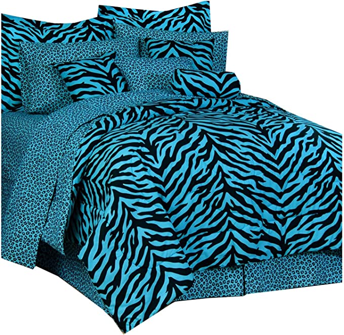 Karin Maki Zebra Complete Bedding Set, Twin, Blue
