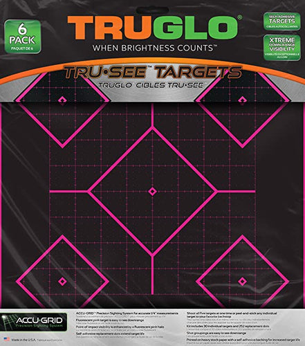 Truglo Unisex's TRU-See 5-Diamond Reactive Splatter Target, 6-Pack, Pink